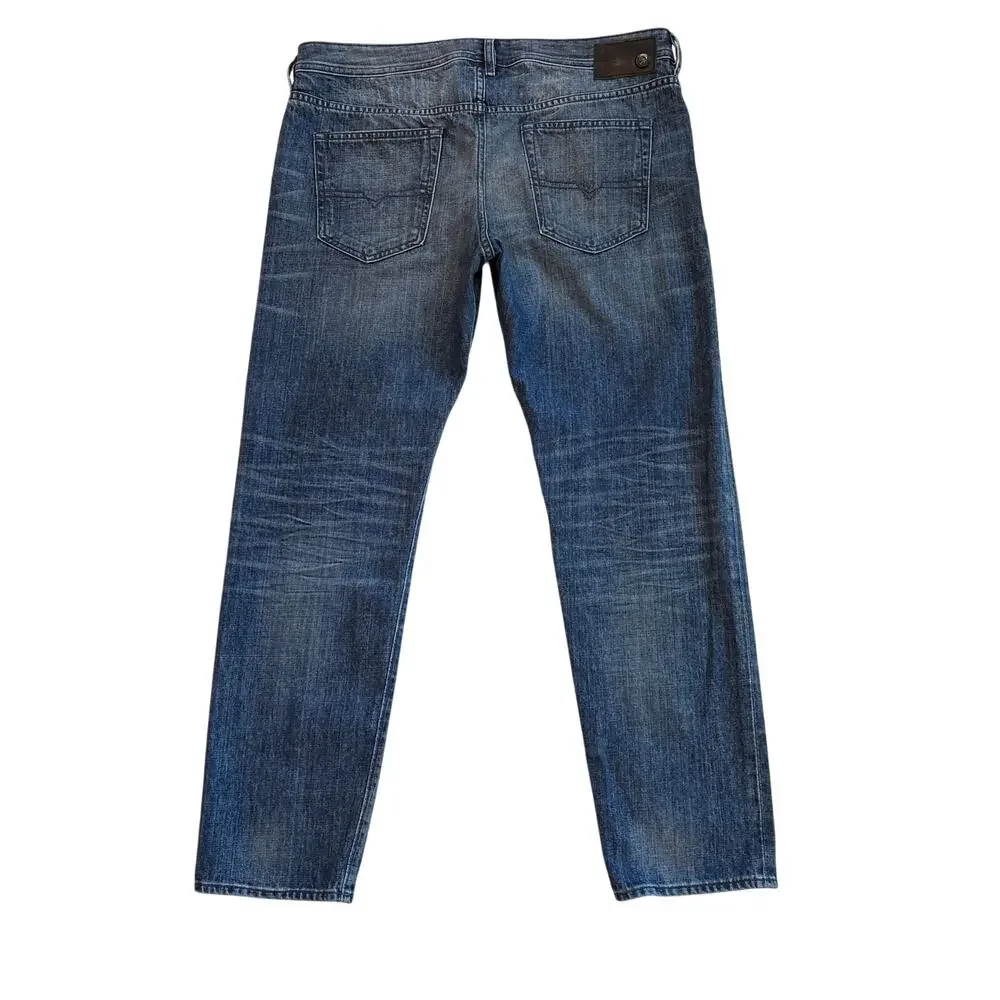 Diesel Buster Jeans Mens 38x32 Blue Slim Tapered Button Fly 100% Cotton USA Made
